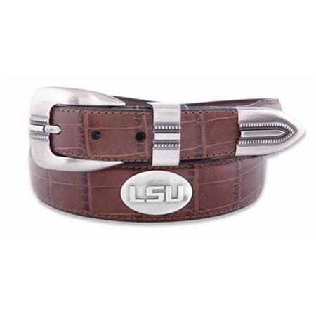 Zeppelinproducts ZeppelinProducts LSU-BOLPTCRC-TAN-36 LSU Concho Croc Tan Leather Belt; 36 Waist LSU-BOLPTCRC-TAN-36